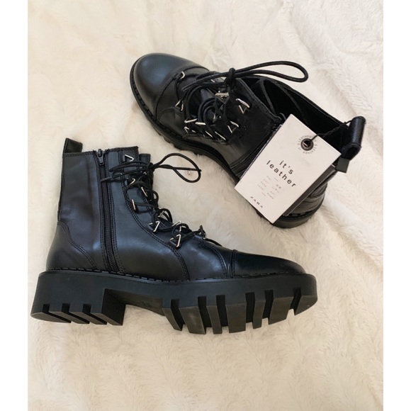Zara Shoes - NWT Zara Black Leather biker ankle boots 41